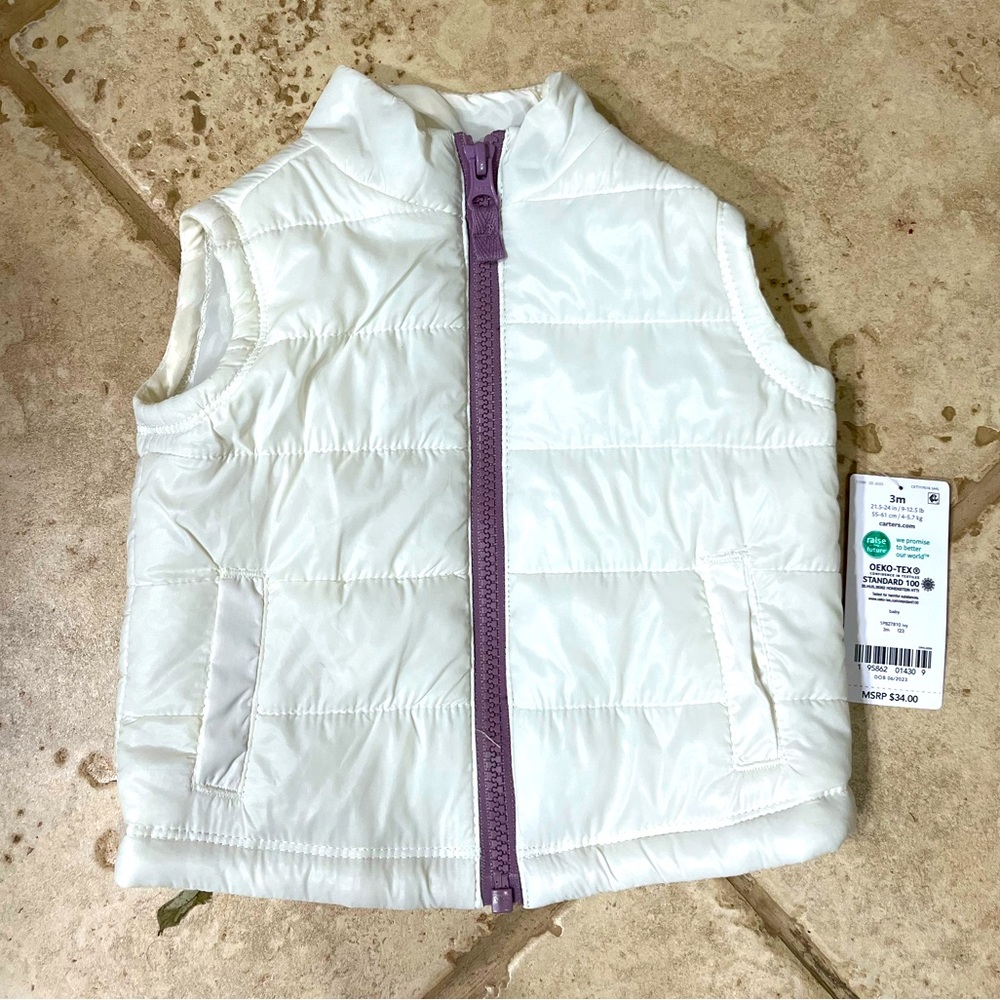 Carters NWT Baby Girl Puffer Vest size 3 month